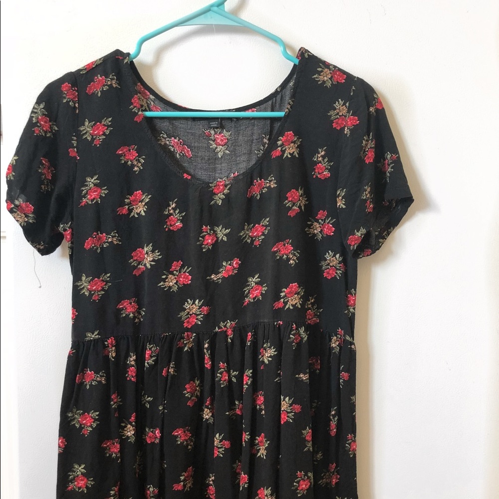 Black with Red rose floral dress